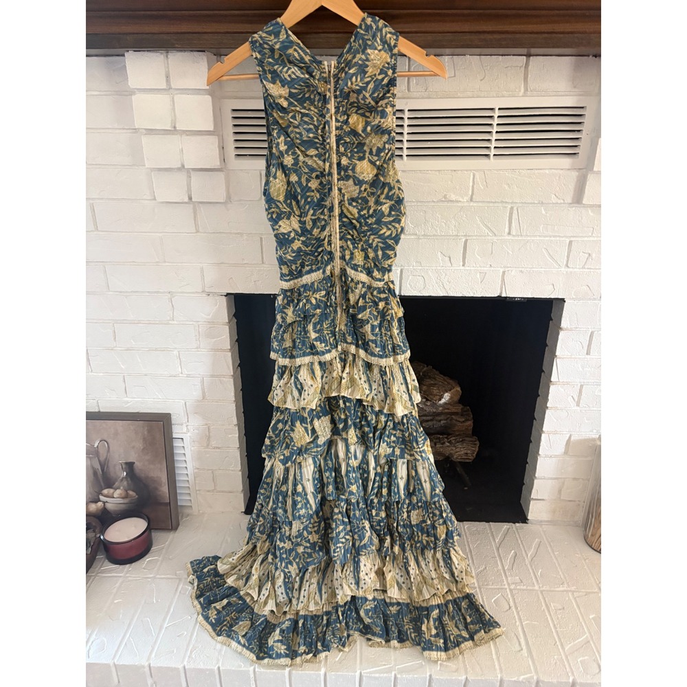 Ulla Johnson Ariah Blue Floral Tiered Maxi Dress Size 6 - Picture 10 of 12